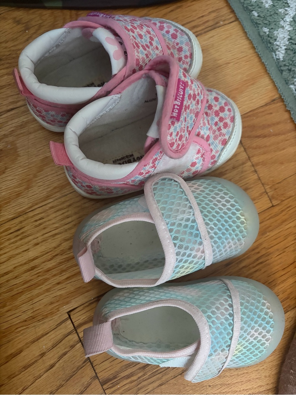 Kids Pink Floral & Pastel Mesh Slip-On Shoes - Set of 2